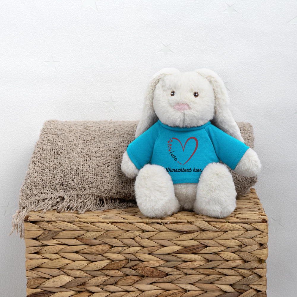 RecycelHase® „Love“ – Nachhaltiges Kuscheltier aus Bio-Plüsch - Atollblau