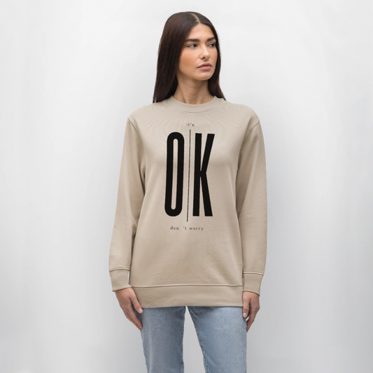 Bio-Sweatshirt „IT’S OK“ - Beige