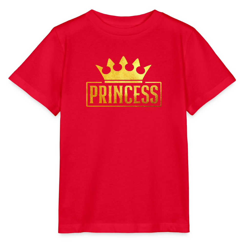 "PRINCESS" – Premium Bio-Kinder T-Shirt (Goldenes Kronen-Design) - Rot
