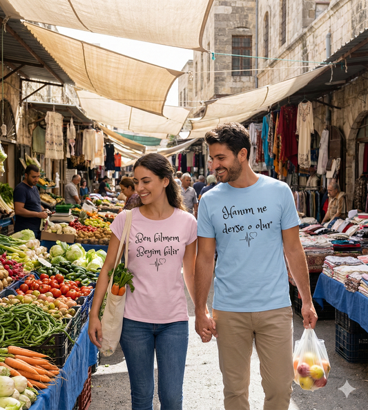 Hanım ne derse o olur" – Premium Herren T-Shirt (Lustiger Türkischer Spruch)