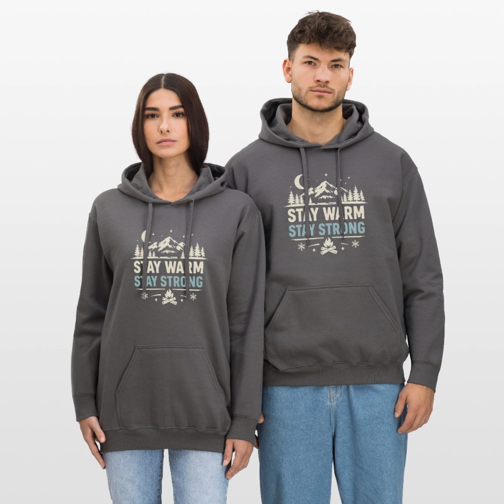 Unisex Hoodie – Stay Warm, Stay Strong Design (Gildan Softstyle®) - Dunkelgrau