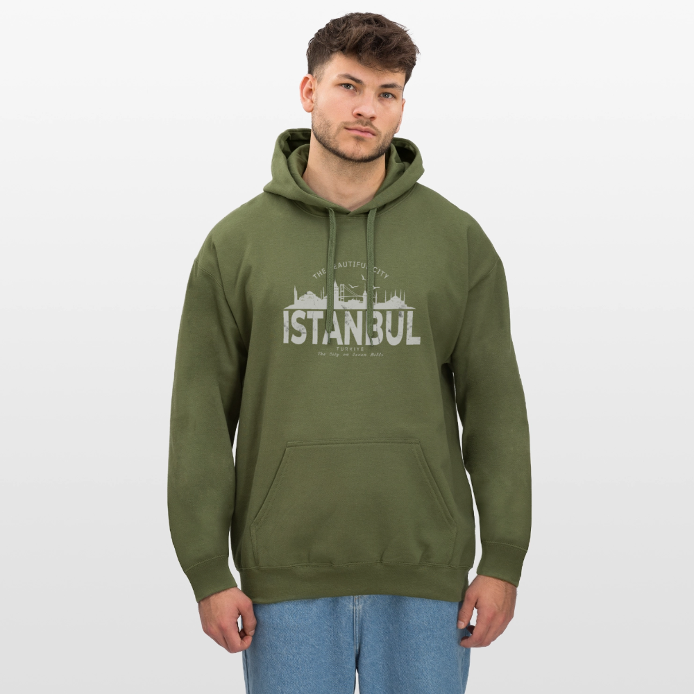 Istanbul Skyline Hoodie „The Beautiful City“ – Gildan Softstyle® Unisex - Militärgrün